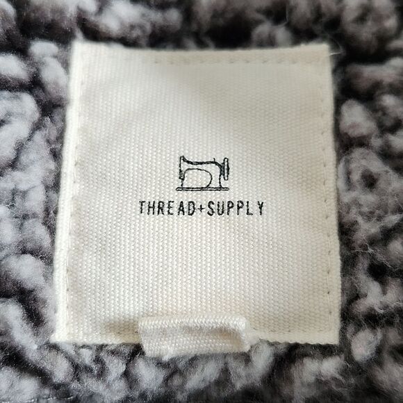 Thread & Supply faux sherpa full zip vest, gray, zip pockets, M - Picture 4 of 7